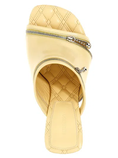 Burberry 85mm Decorative-zip Leather Sandals In Yellow