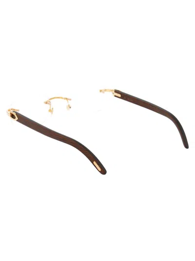 Cartier Womens Gold Shiny Ct0048o Rectangle-frame Metal Eyeglasses In 005 Gold Brown Transparent