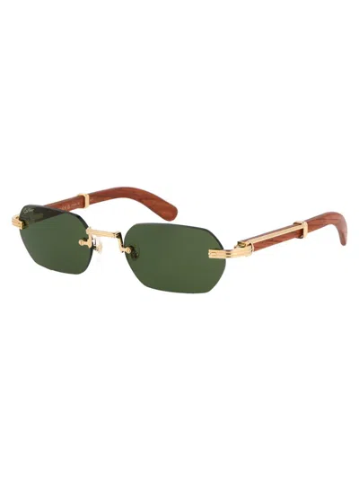 Shop Cartier Sunglasses In 002 Gold Brown Green