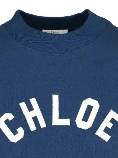 Shop Chloé Sweatshirt With Logo In Blue