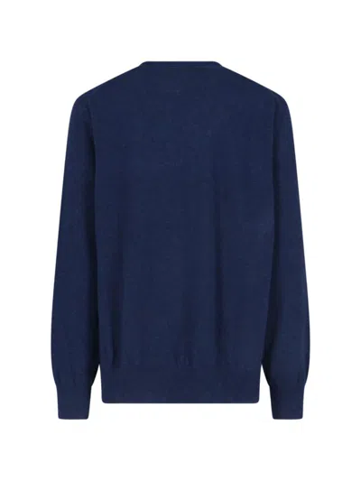Comme Des Garçons Blue Crewneck Sweater In Blue