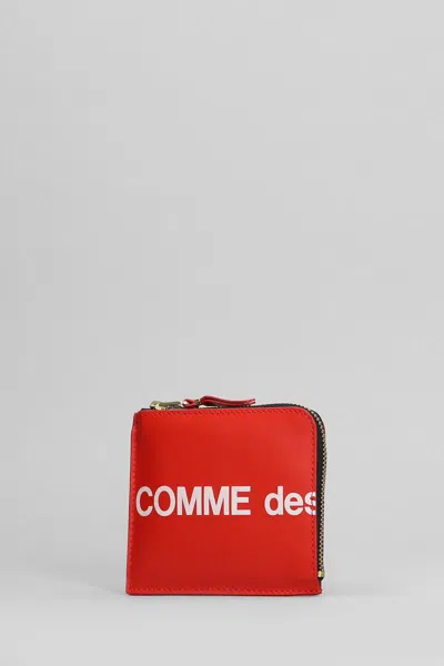 Comme Des Garçons Leather Wallet In Red