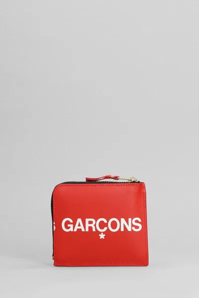 Comme Des Garçons Leather Wallet In Red