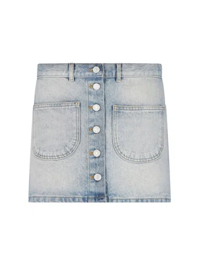 Courrèges Denim Mini Skirt In Blue