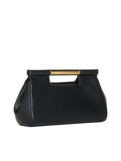 Shop Dolce & Gabbana 'sicily' Black Handbag With Logo Plaque In Smooth Leather Woman