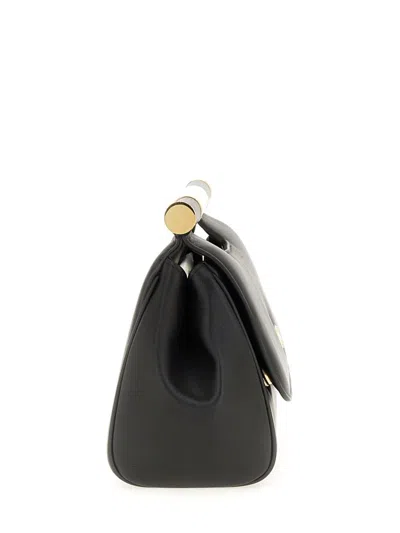 Shop Dolce & Gabbana 'sicily' Black Handbag With Logo Plaque In Smooth Leather Woman