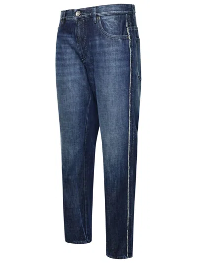 Dolce & Gabbana Faded Stitched Cotton Jeans With Back Pockets In Blue