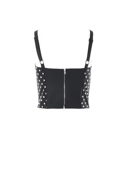 Dolce & Gabbana Polka-dot Marquisette Corset Top In Black Polka Dots