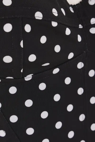 Dolce & Gabbana Polka-dot Marquisette Corset Top In Black Polka Dots
