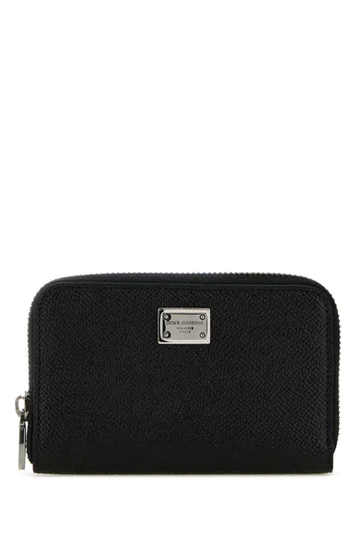 Dolce & Gabbana Black Logo Patch Wallet In Black