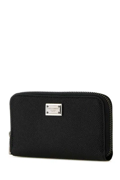 Dolce & Gabbana Black Logo Patch Wallet In Black
