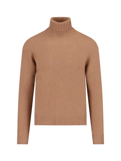 Drumohr Camel Wool Turtleneck In Brown