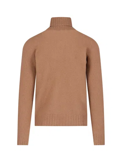 Drumohr Camel Wool Turtleneck In Brown