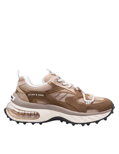 Dsquared2 Bubble Sneakers In Green And Beige Leather And Fabric In Multicolor