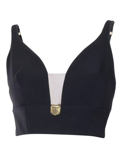 Elisabetta Franchi V-neck Crepe Bralette In Black