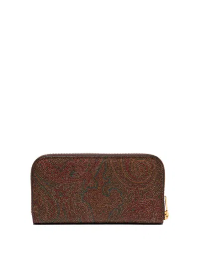 Etro Coated Canvas Wallet In Red