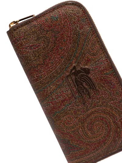 Shop Etro Coated Canvas Wallet In Red