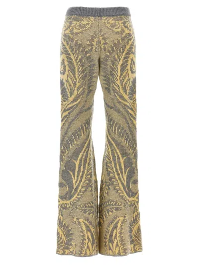 Etro Paisley Intarsia Flared Trousers In Multicolor