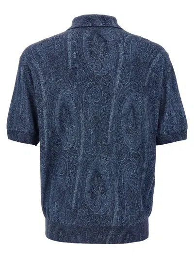 Shop Etro 'paisley' Polo Shirt In Blue