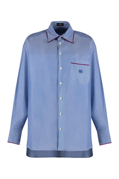 Shop Etro Cotton-oxford Shirt In Blue