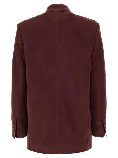 Etro Bordeaux Double-breasted Jacket With Logo Detail On Buttons In Red