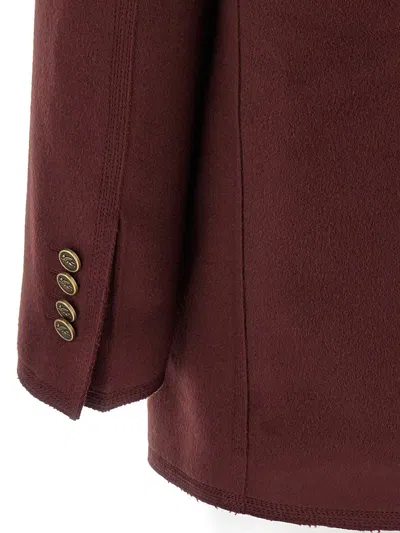 Etro Bordeaux Double-breasted Jacket With Logo Detail On Buttons In Red