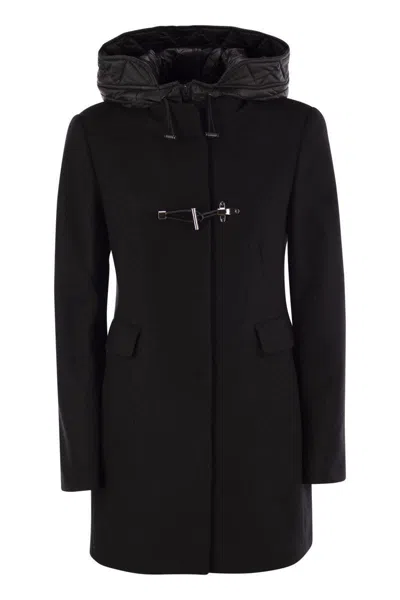 Shop Fay Toggle Coat In Wool Cloth In Black