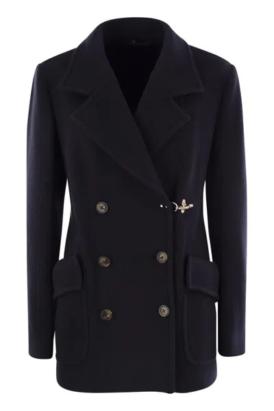 Fay Wool And Cashmere Peacoat In Blue