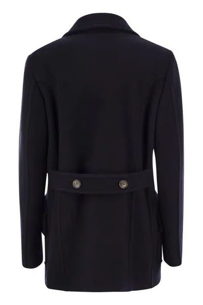 Fay Wool And Cashmere Peacoat In Blue