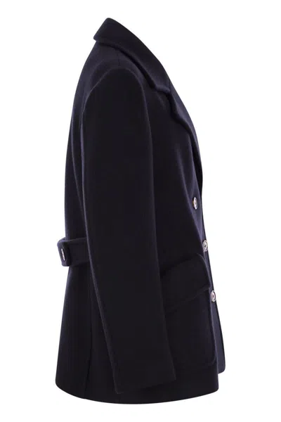 Fay Wool And Cashmere Peacoat In Blue