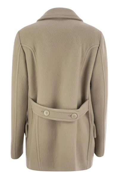 Fay Wool And Cashmere Peacoat In Neutral