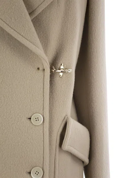 Fay Wool And Cashmere Peacoat In Neutral