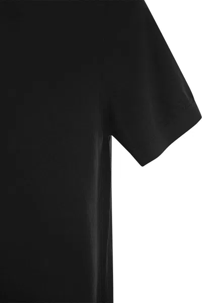 Fedeli Ribbed Hem Short Sleeves Textured Pattern In Black