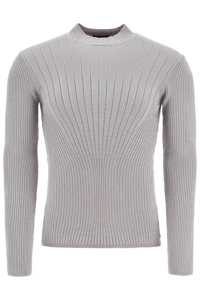 Shop Mugler Fitted Long-sleeved Top In Grey