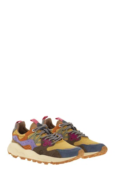 Shop Flower Mountain Yamano 3 Uni Sneakers In Technical Fabric And Suede In Multicolour