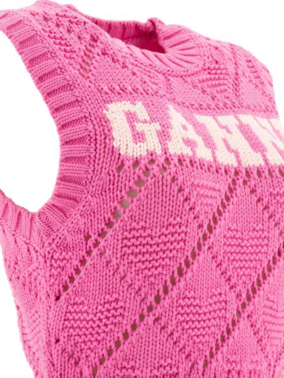 Shop Ganni "" Vest In Pink