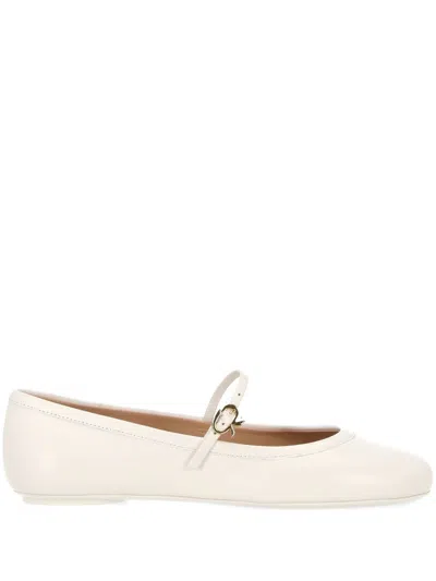 Gianvito Rossi 10mm Carla Soft Leather Ballerina Flats In White