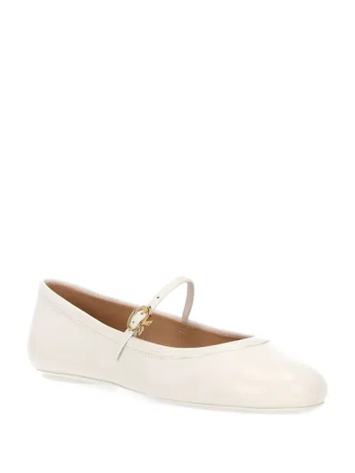 Gianvito Rossi 10mm Carla Soft Leather Ballerina Flats In White
