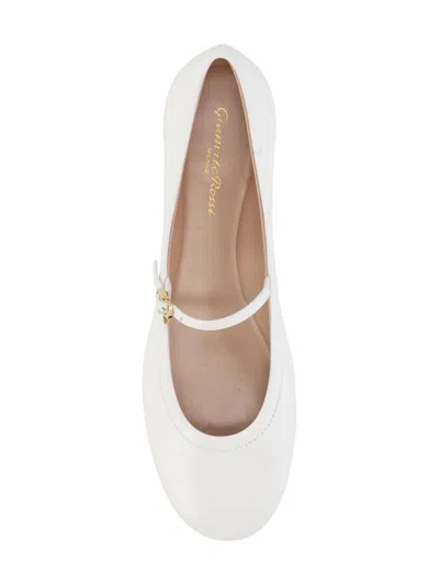 Gianvito Rossi 10mm Carla Soft Leather Ballerina Flats In White