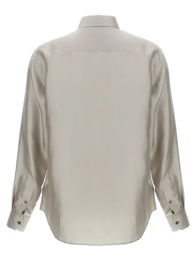 Shop Giorgio Armani Silk Shirt In Gray