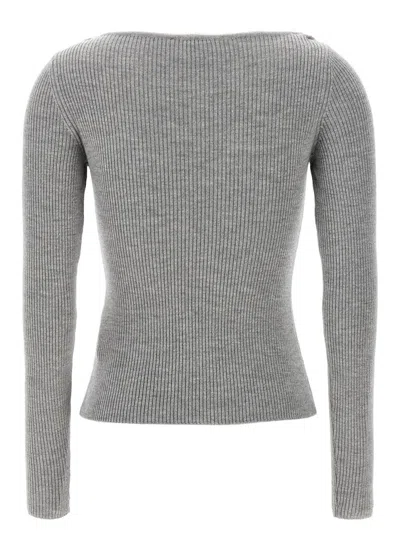 Giuseppe Di Morabito Square Neck Chain Detail Fitted Sweater In Gray