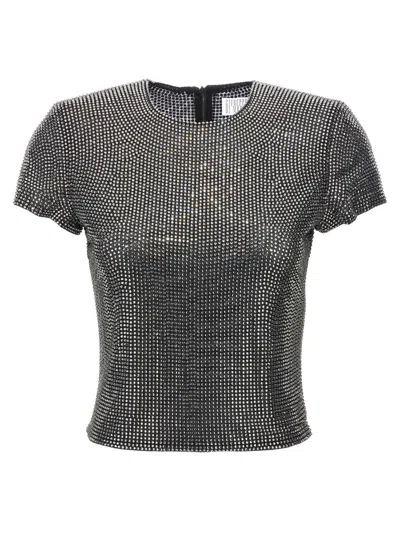 Giuseppe Di Morabito Black Short-sleeved Top With Crystals In Black