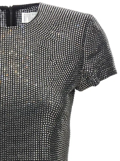 Giuseppe Di Morabito Black Short-sleeved Top With Crystals In Black