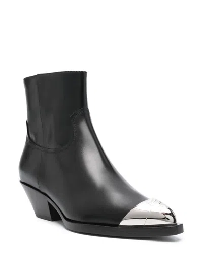 Givenchy Black Western Leather Ankle Boots In Black