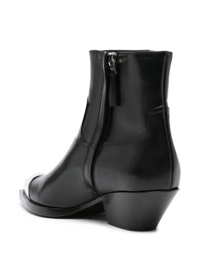 Givenchy Black Western Leather Ankle Boots In Black