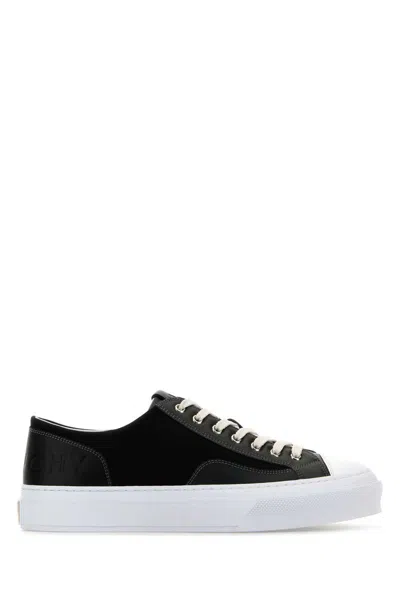 Shop Givenchy City Canvas And Leather Sneakers In Multicoloured