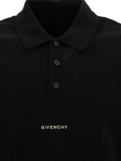 Shop Givenchy Polo Shirt With Embroidered Logo In Black