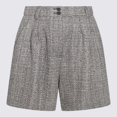 Shop Golden Goose Grey Viscose Shorts In Midnight/ecru