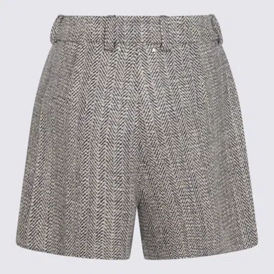 Shop Golden Goose Grey Viscose Shorts In Midnight/ecru