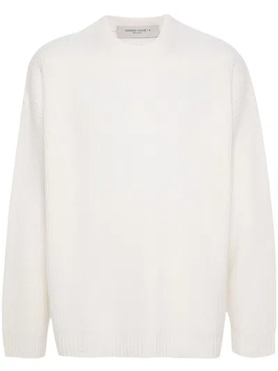 Shop Golden Goose Journey M`s Knit Boxy Crewneck Clothing In 11560 Heritage White